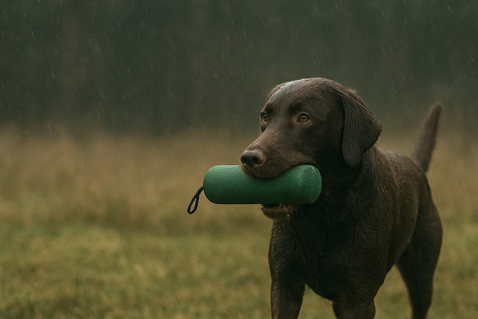 WAld & Hund - Hund im Regen Dummytraining