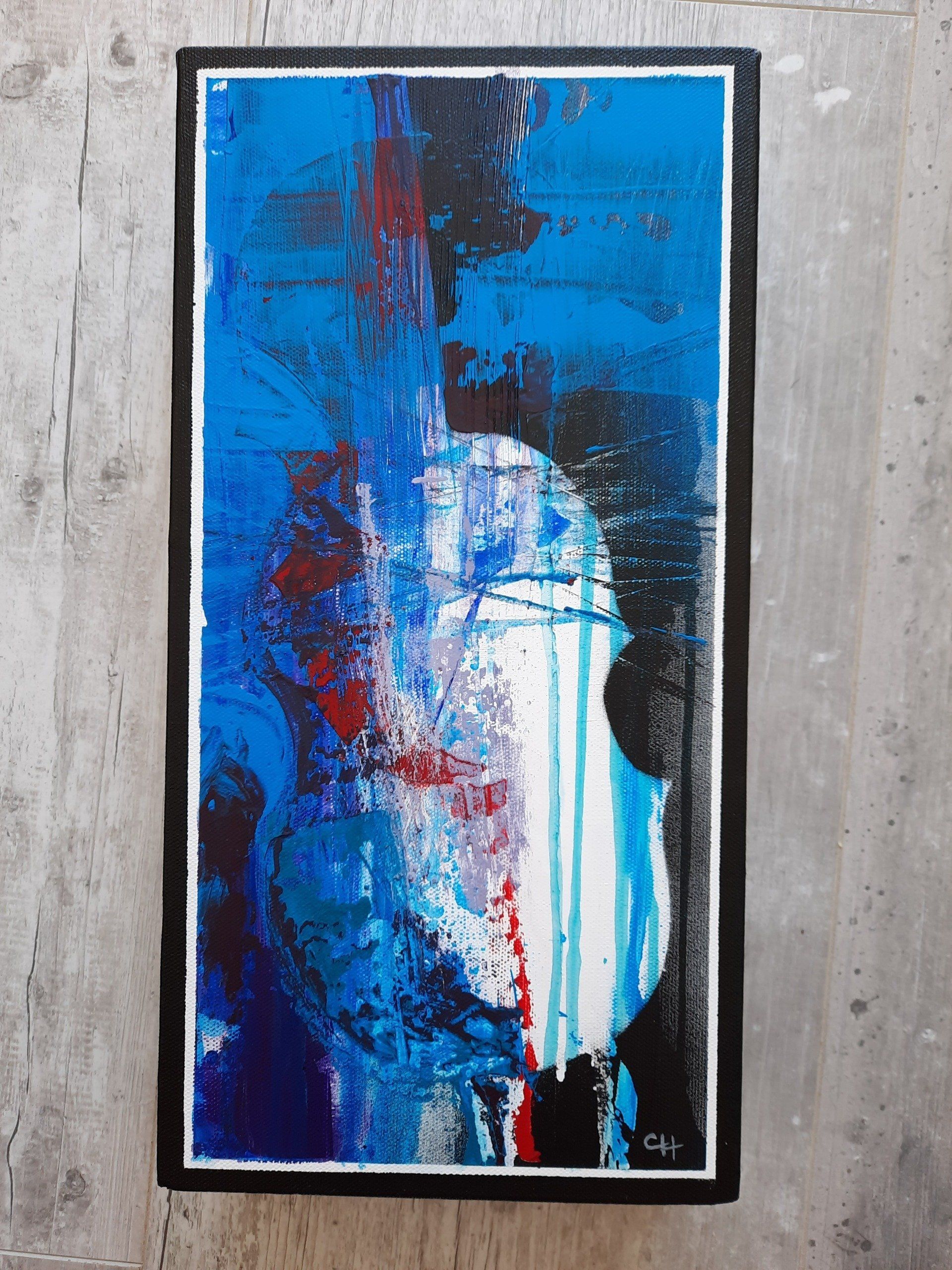 Bleu Violon, 40x20 cm, technique mixte sur toile
