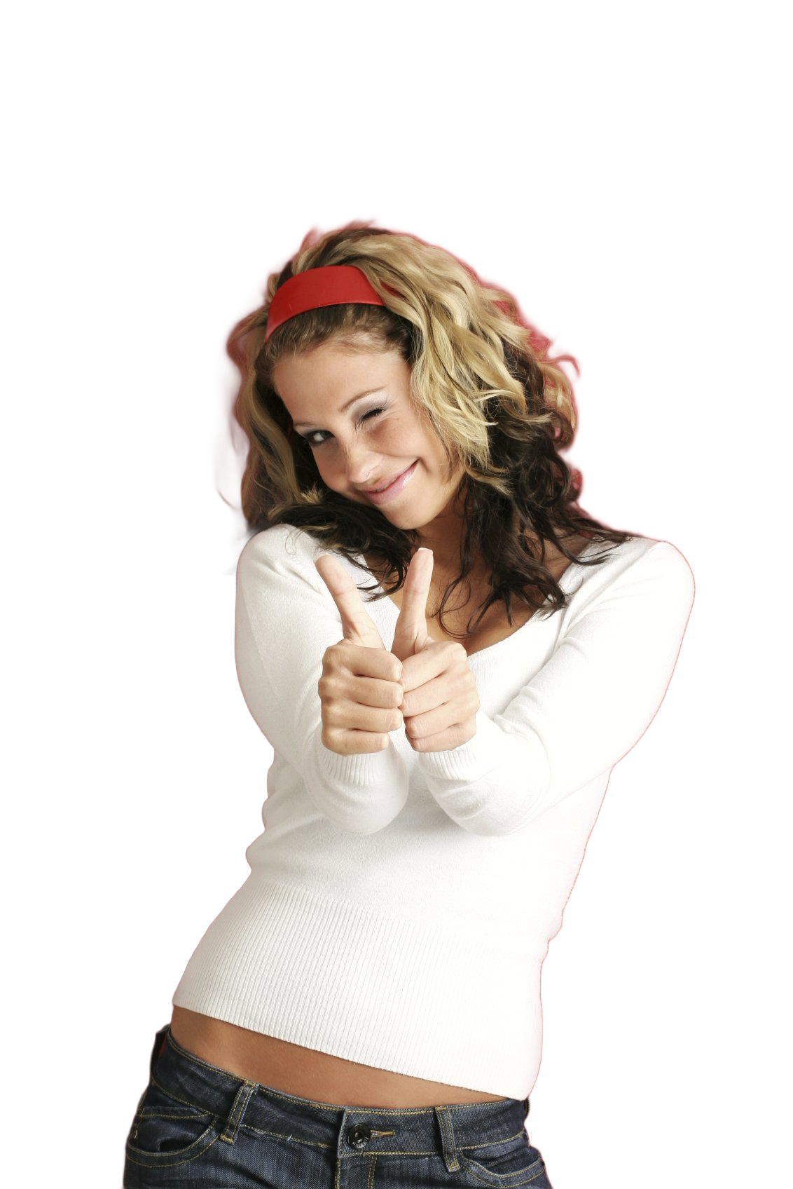 Frau mit Daumen hoch