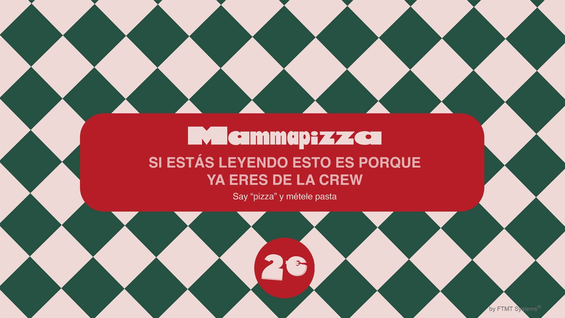 Pantalla de bienvenida fotomatón Mammapizza