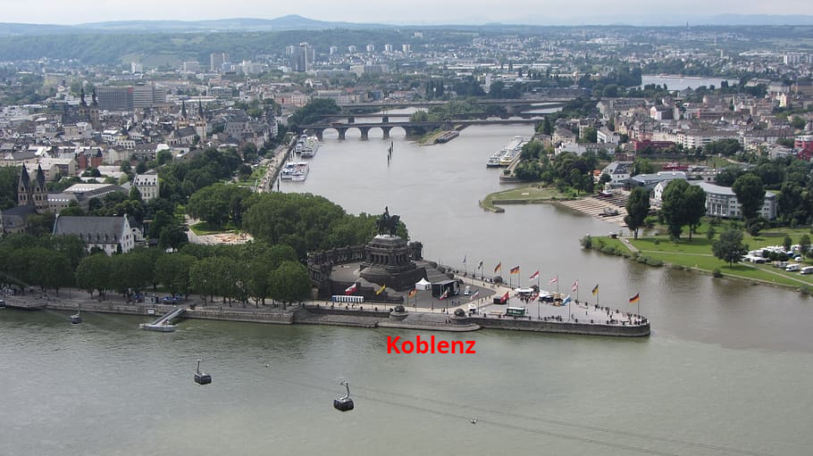 Koblenz, Dreiländereck, Seilbahn, Rhein und Mosel