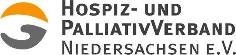 Logo des Hospiz- und PalliativVerband Niedersachsen e. V., bestehend aus einem stilisierten Symbol in Grau und Orange sowie dem Schriftzug in Großbuchstaben.