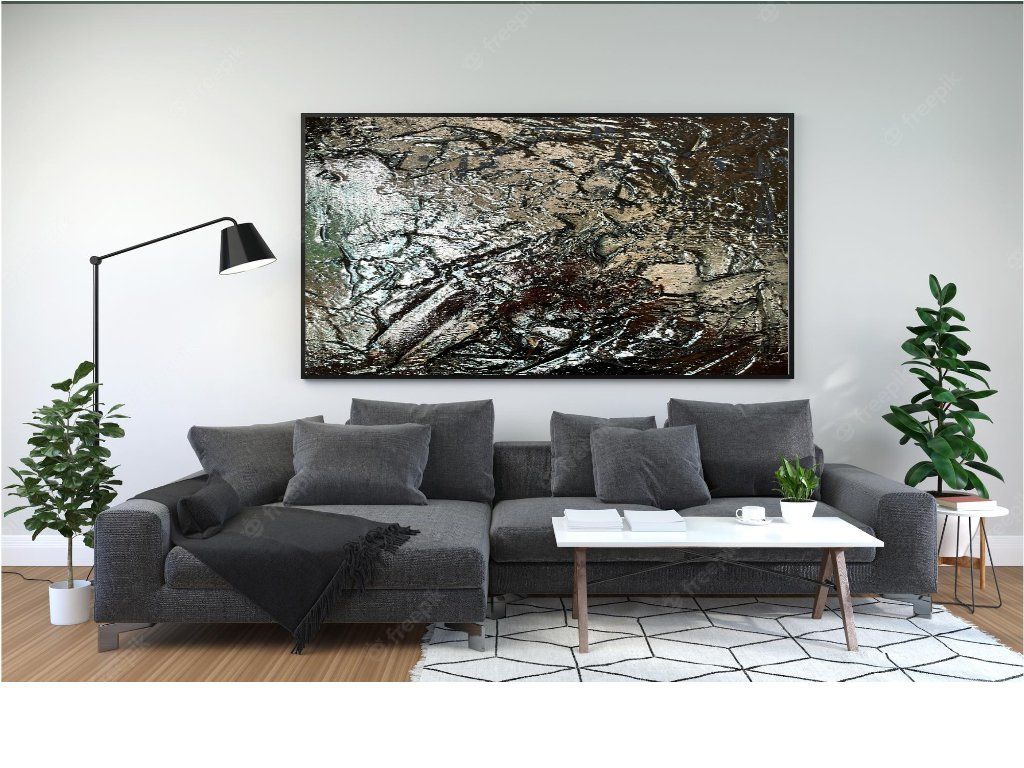 Chrom Wanddesign mit reflektierender Oberfläche im modernen Wohnzimmer