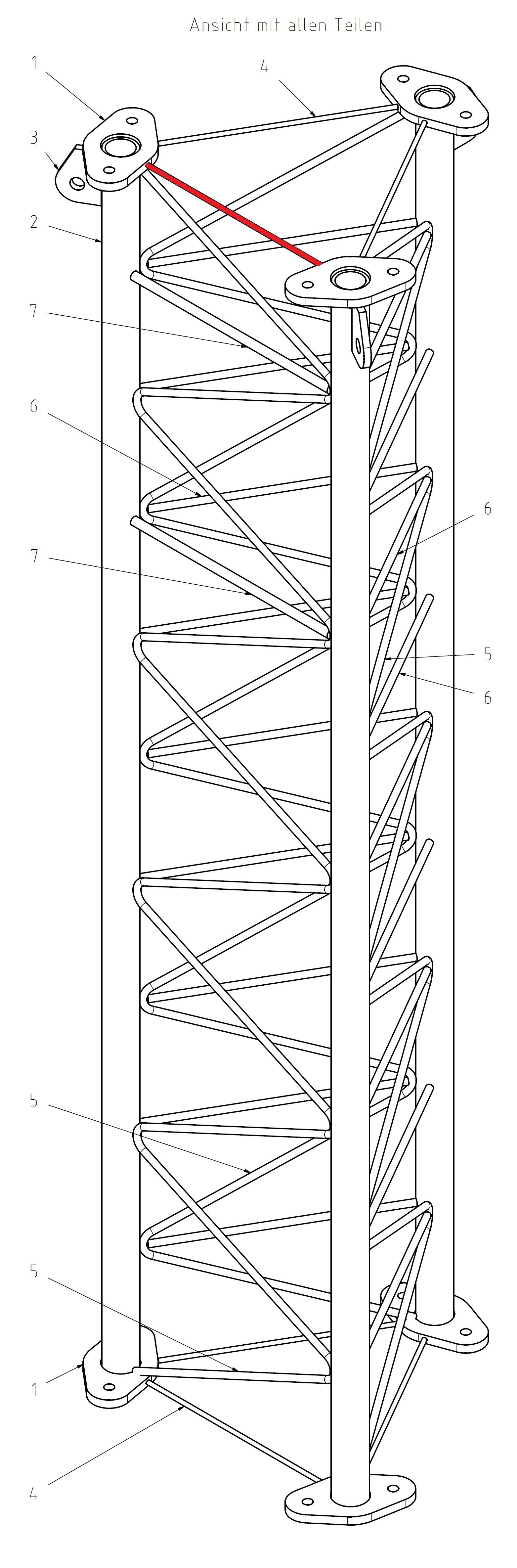 Technische Zeichnung Windmessmast