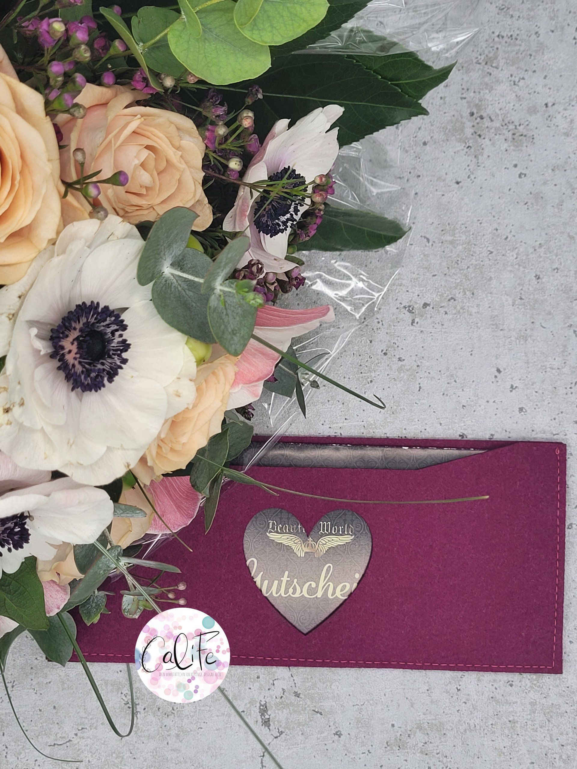 2 x Gutscheinhülle länglich | eckiger Einsatz | Herzenssache