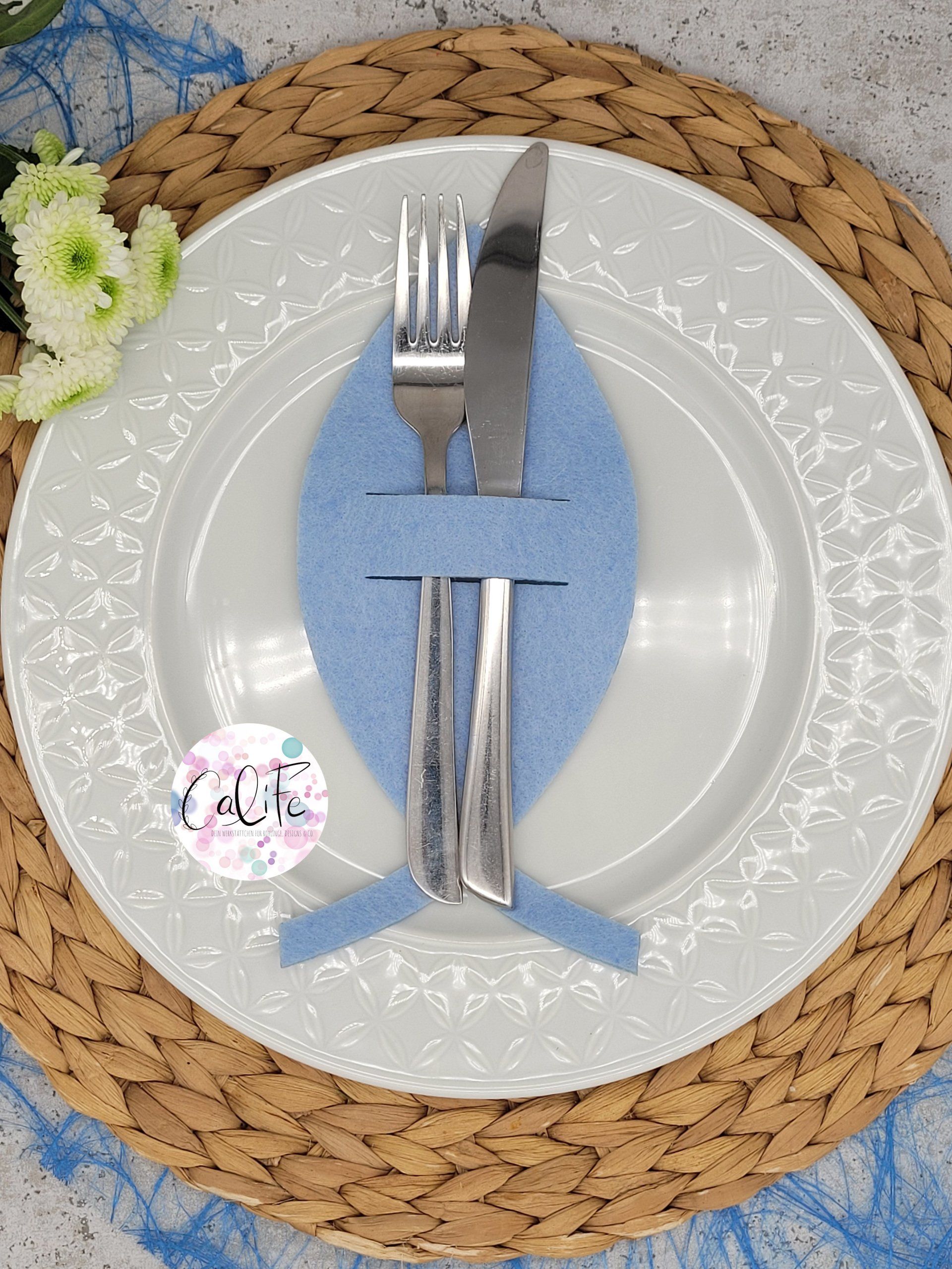 4 x Bestecktasche | Fischli mit Schlitzen