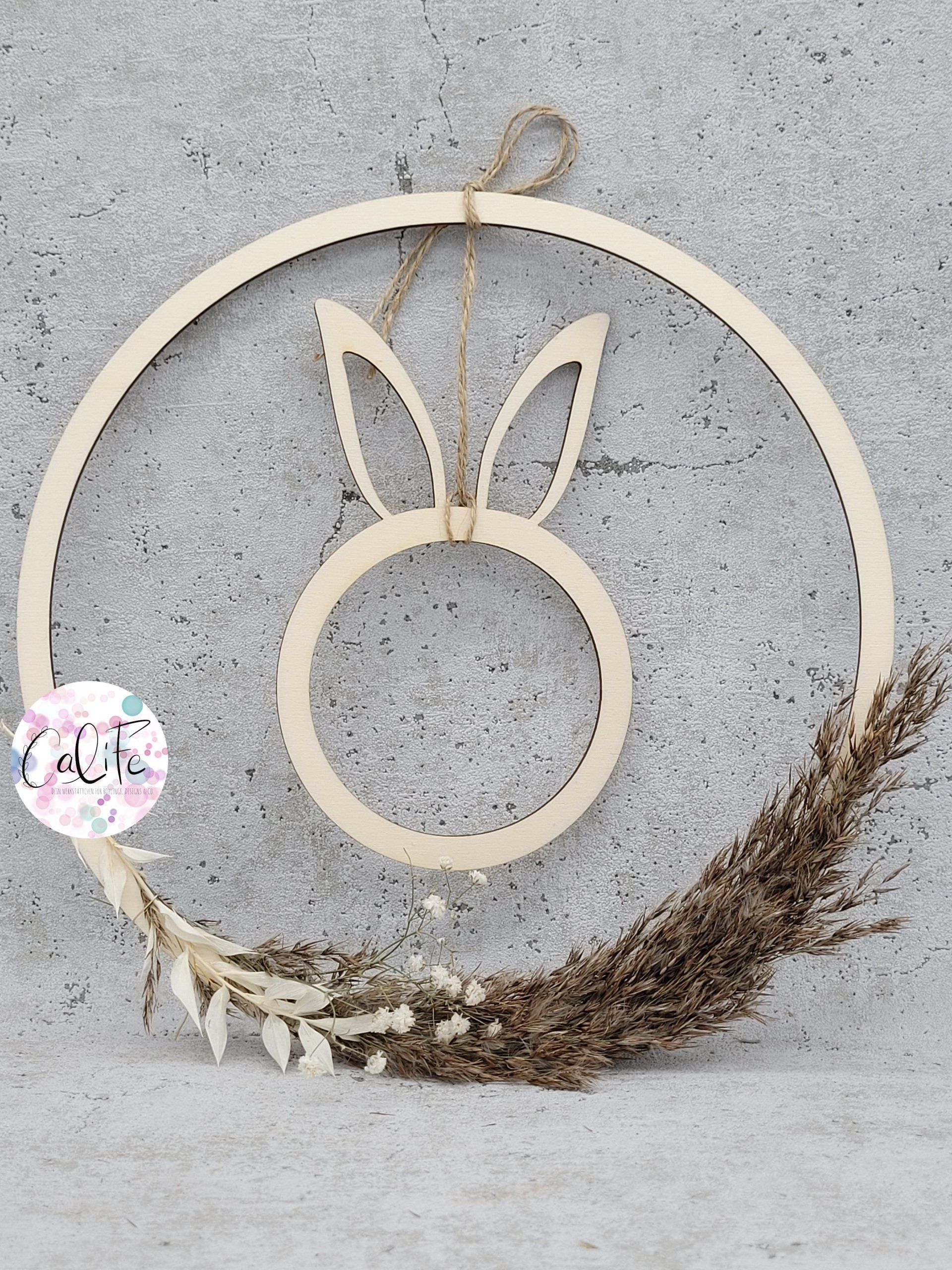 Holzring | 26 cm Durchmesser | mit Hasenkopf Outlines Holz