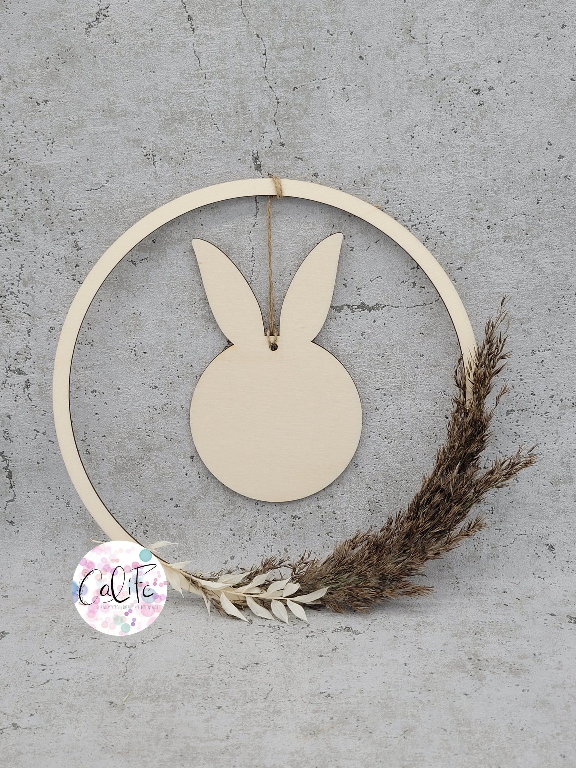 Holzring | 20 cm Durchmesser | mit Hasenkopf gefüllt Holz