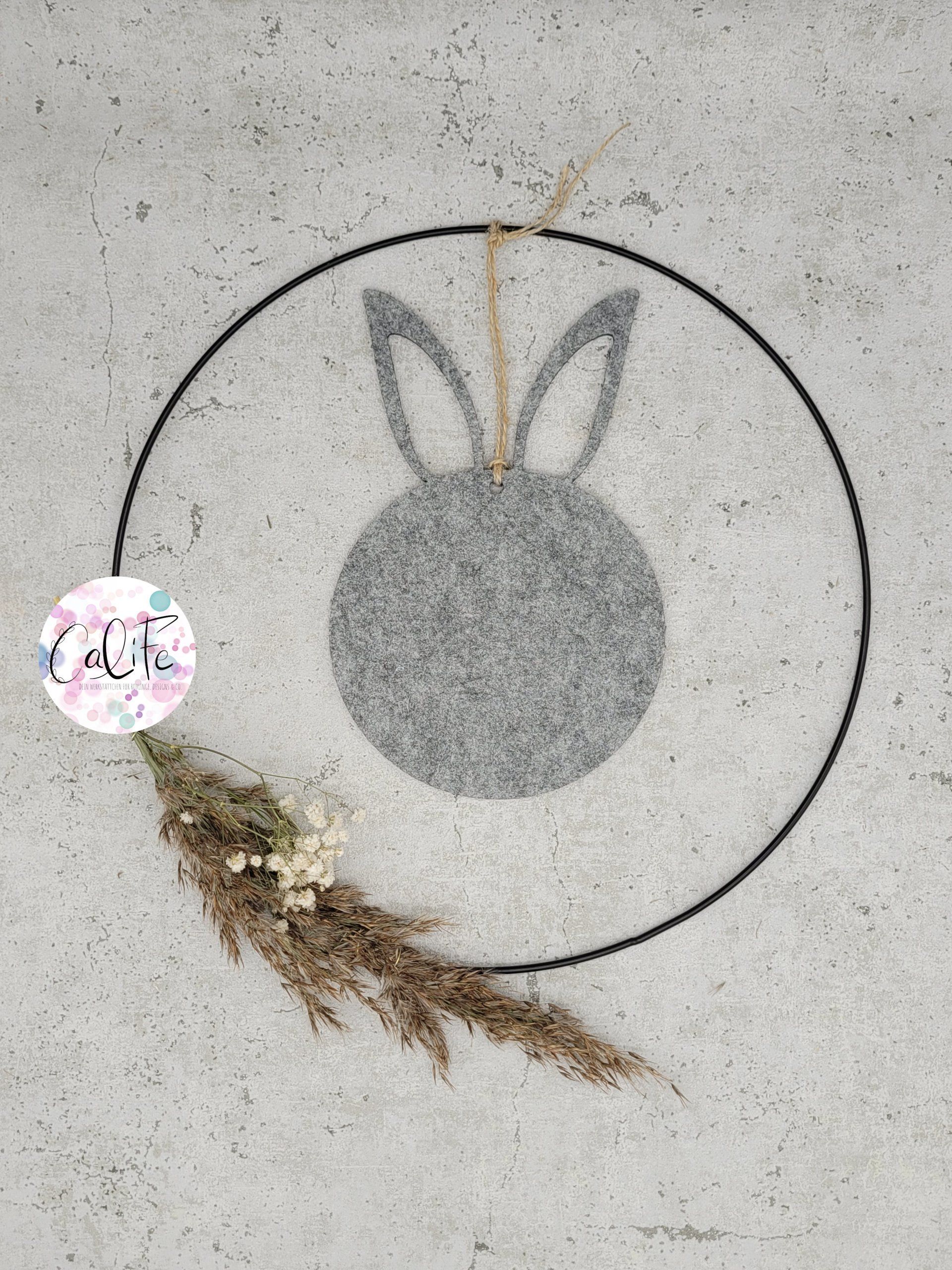 30 er Metallring schwarz | mit Hasenkopf ausgeschnittene Ohren