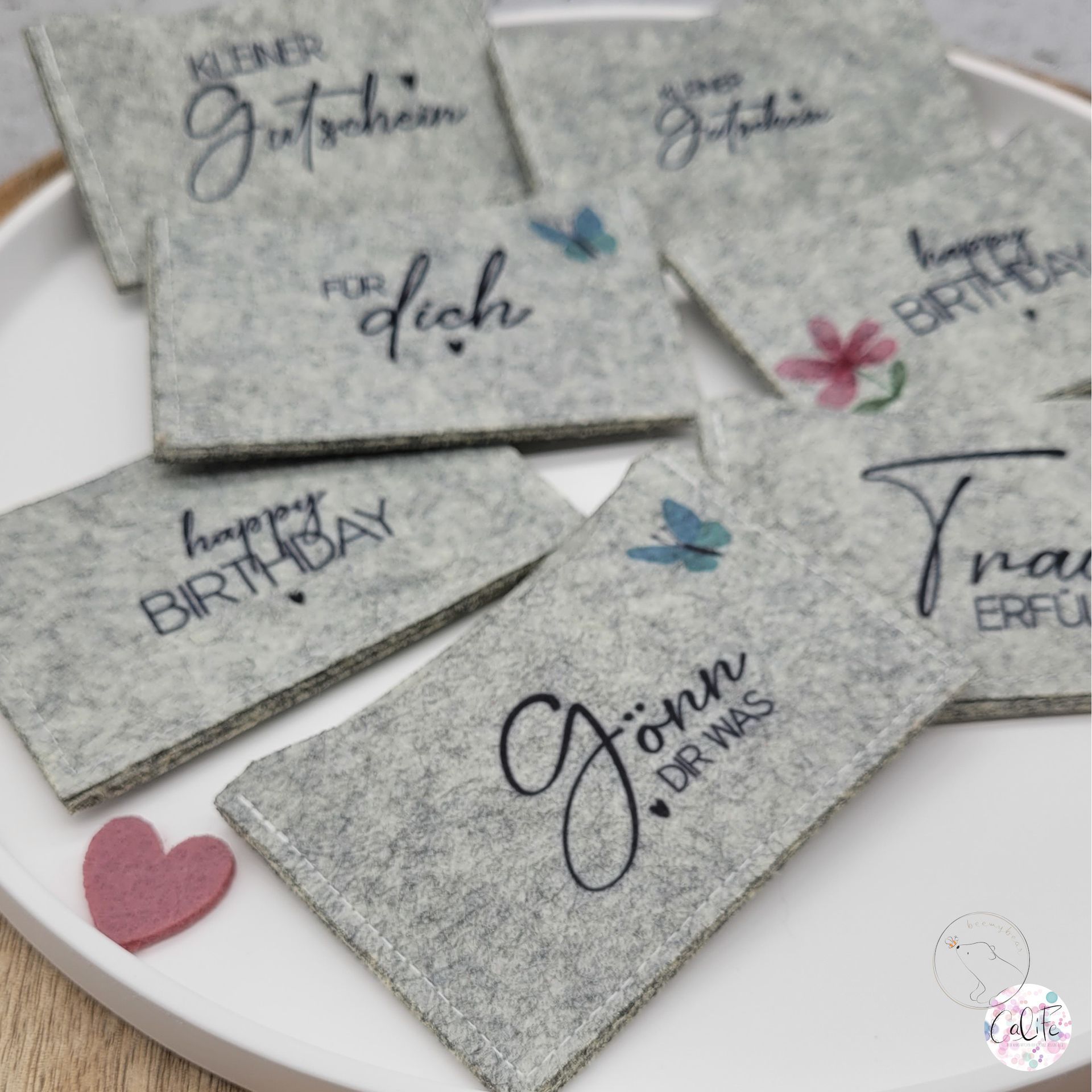 Gutschein Hülle FIlz Länglich Schokolade