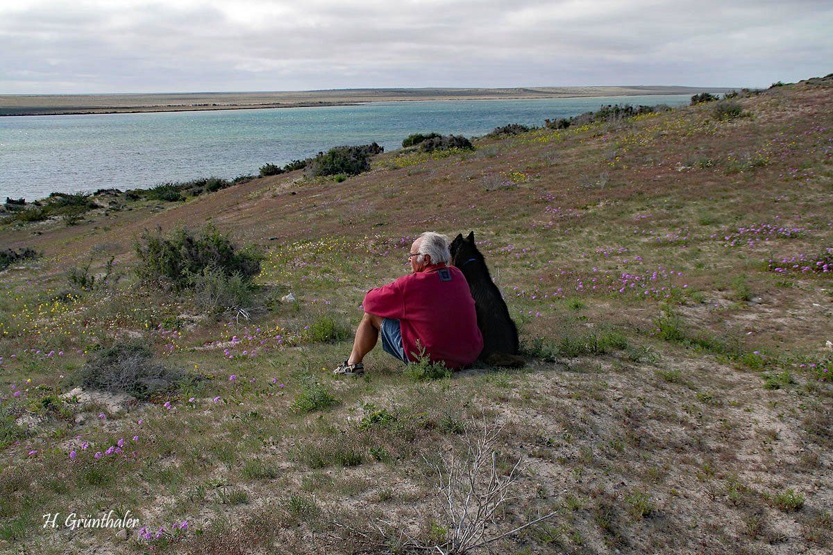 Mit Hund in der Laguna Ojo de Liebre