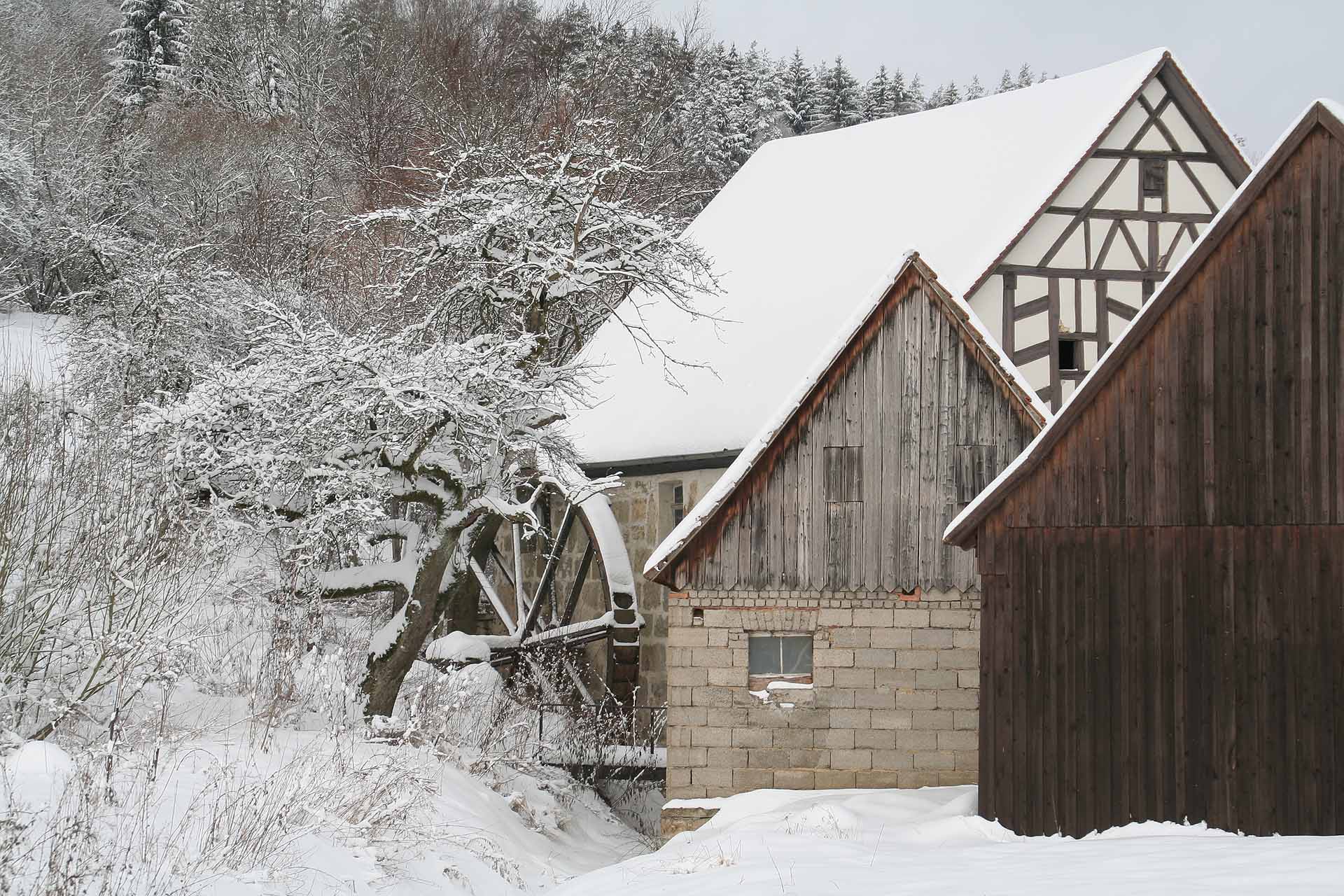 Alte Mühle in Niedermirsberg bei Ebermannstadt - Die Mühle im Winter