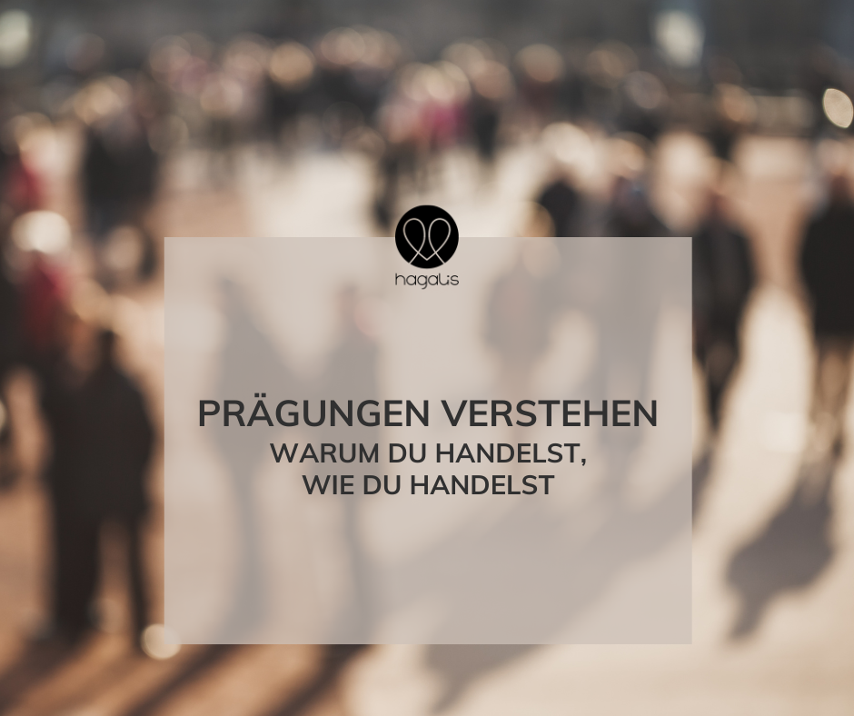 Menschen, die eine Straße entlanggehen und Text: Prägungen verstehen
