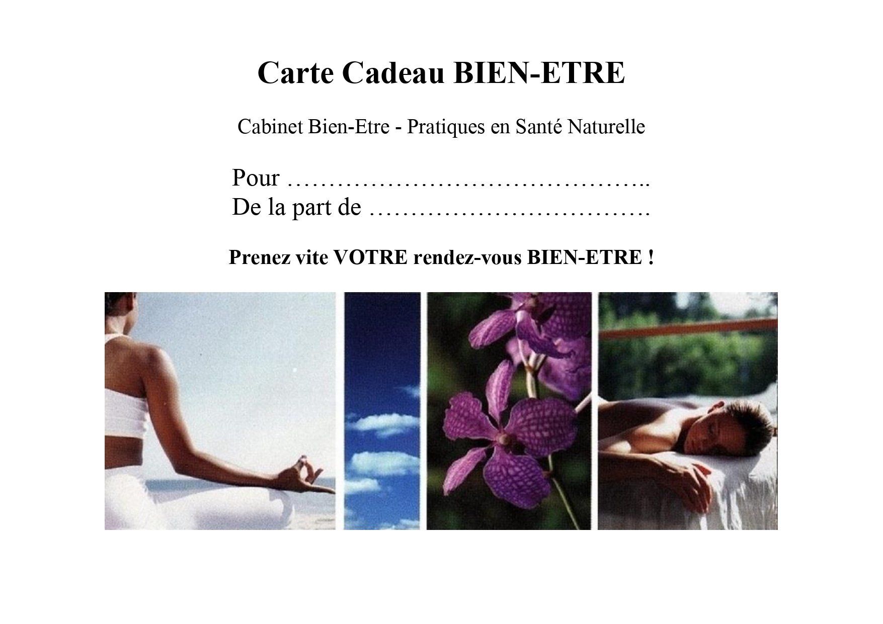 Cartes CADEAUX BIEN-ETRE à OFFRIR et à S'OFFRIR