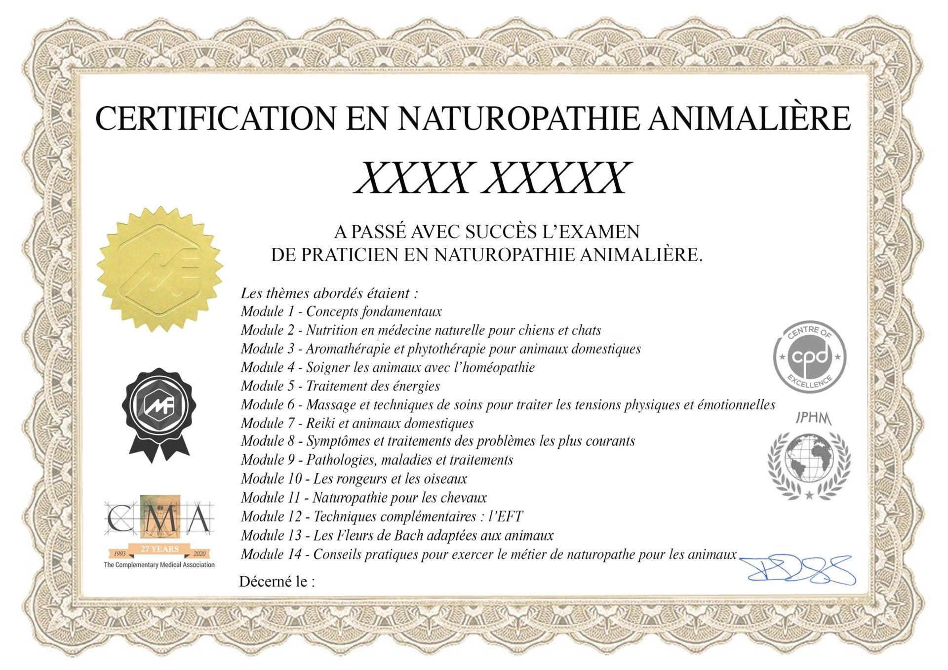 Devenez NATUROPATHE ANIMALIER certifié-e