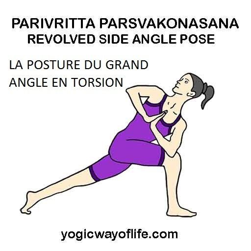 Parivritta Parsvakonasana - la posture du grand angle en torsionnt du dos