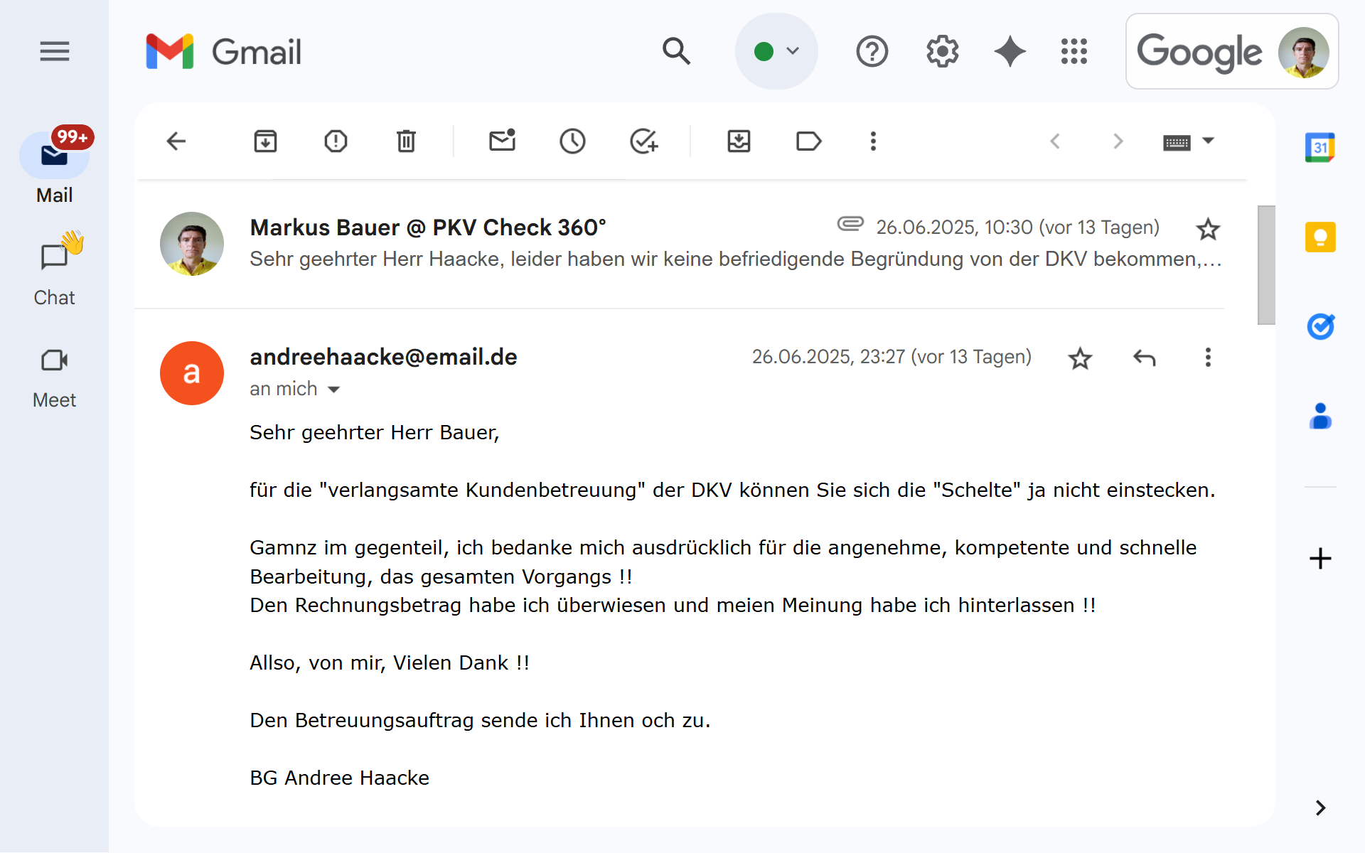 Ich bedanke mich ausdrücklich für die angenehme, kompetente und schnelle Bearbeitung