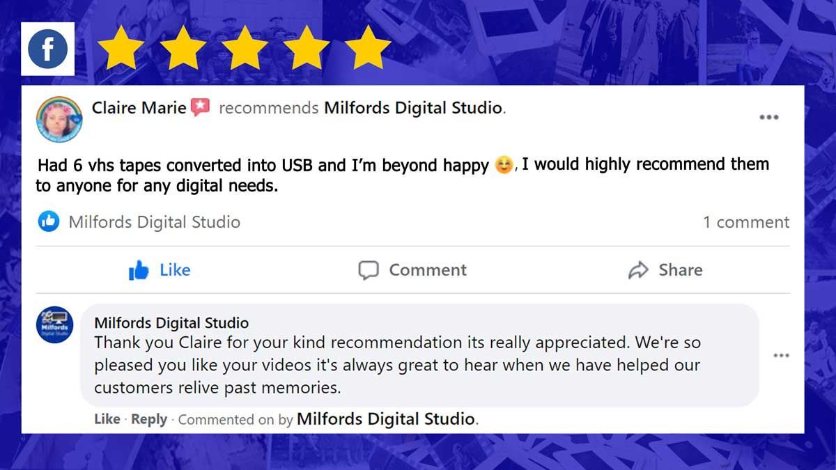 VHS transferred to DVD – friendly, helpful staff and highly recommended local service in Wakefield.