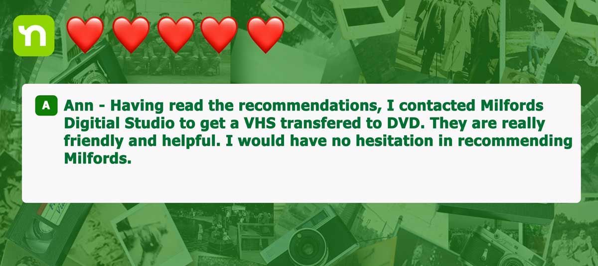 5-star review for VHS to USB conversion service in Wakefield.