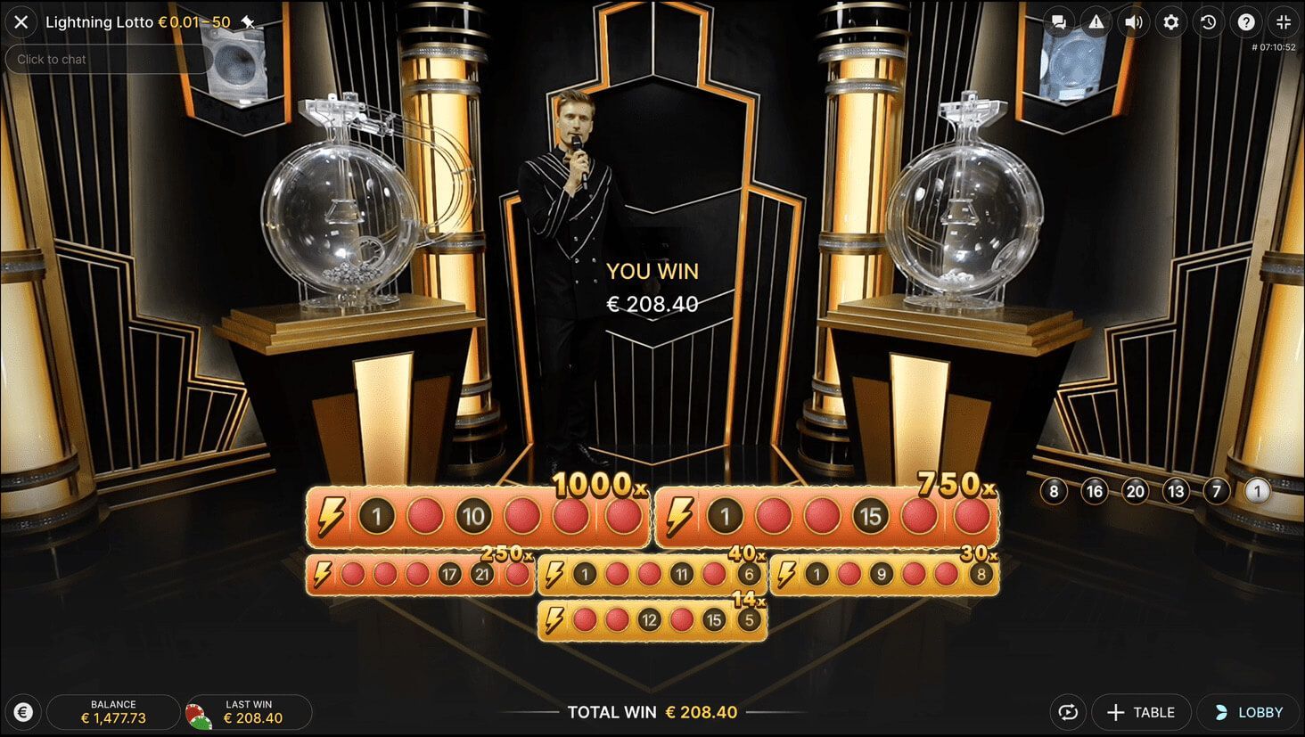 Lightning Lotto live online The live game show Lightning Lotto online