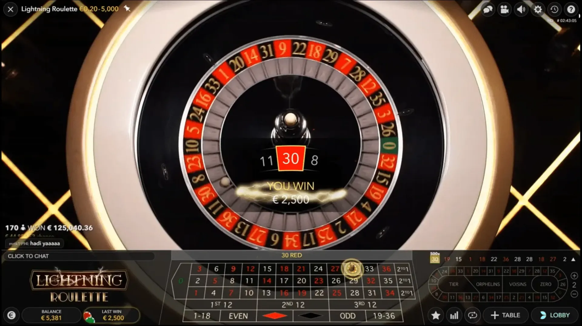 Play Lightning Roulette live online
