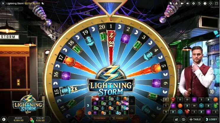 Lightning Storm Live The live game Lightning Storm online by Evolution