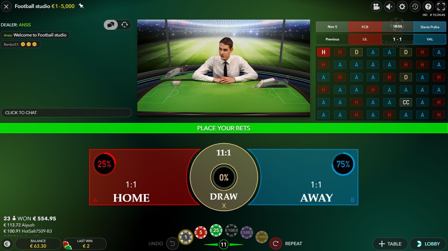 Live Football Studio juego en vivo Live Football Studio online