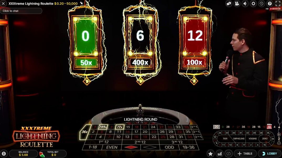 XXXtreme Lightning Roulette live online