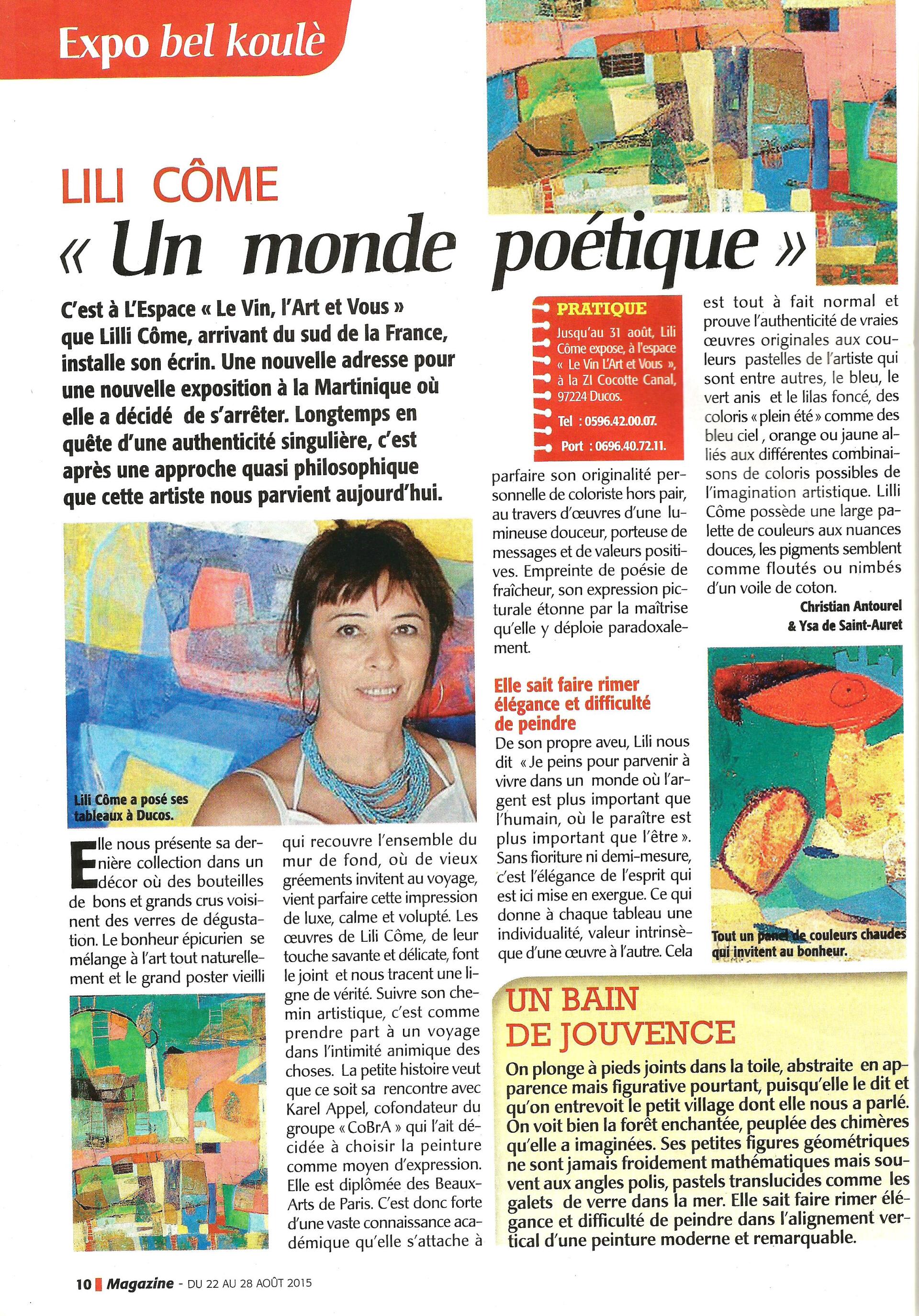 article au sujet de Lili Come