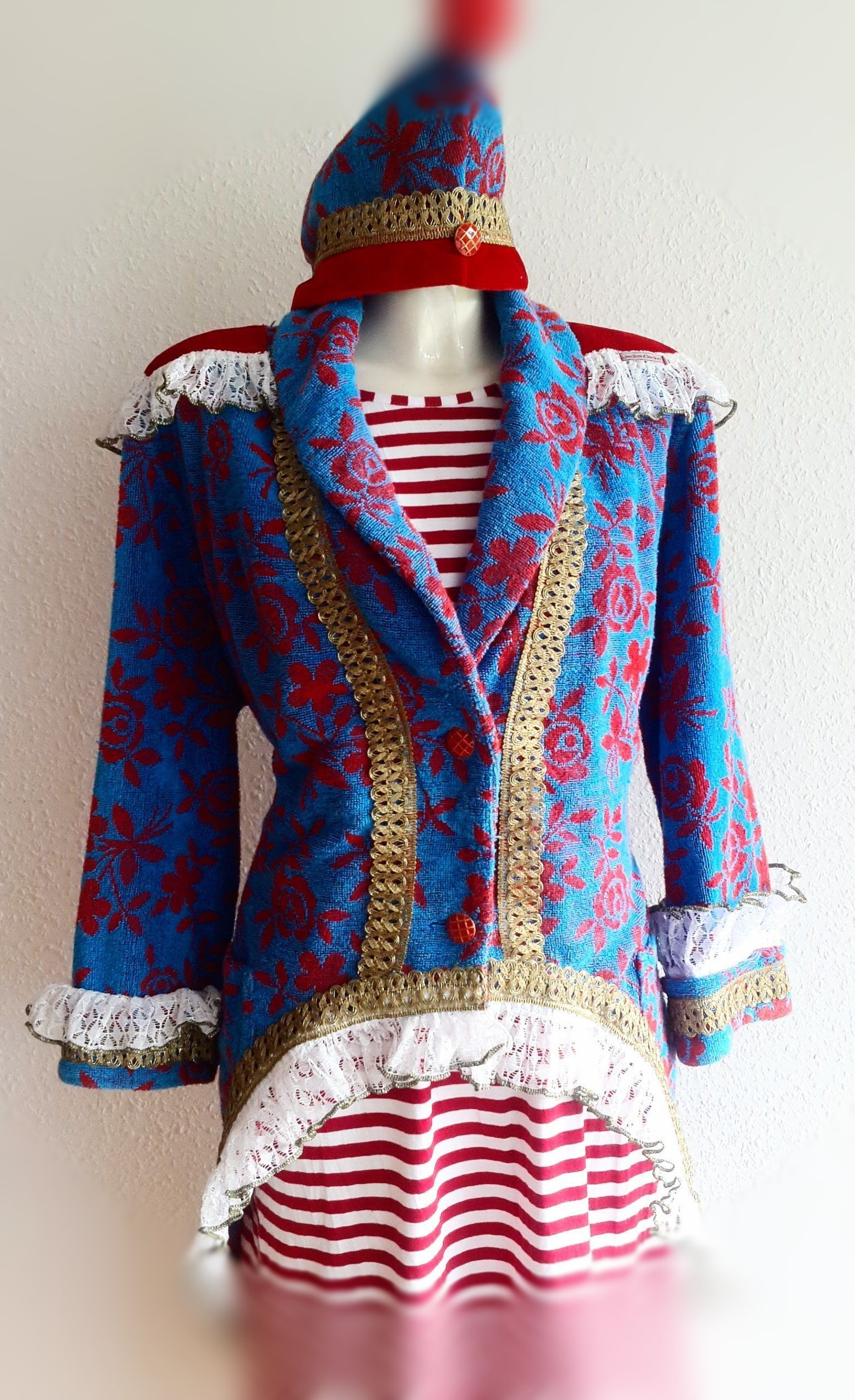 Jeckendeckel Kostüm blauer Bademantel