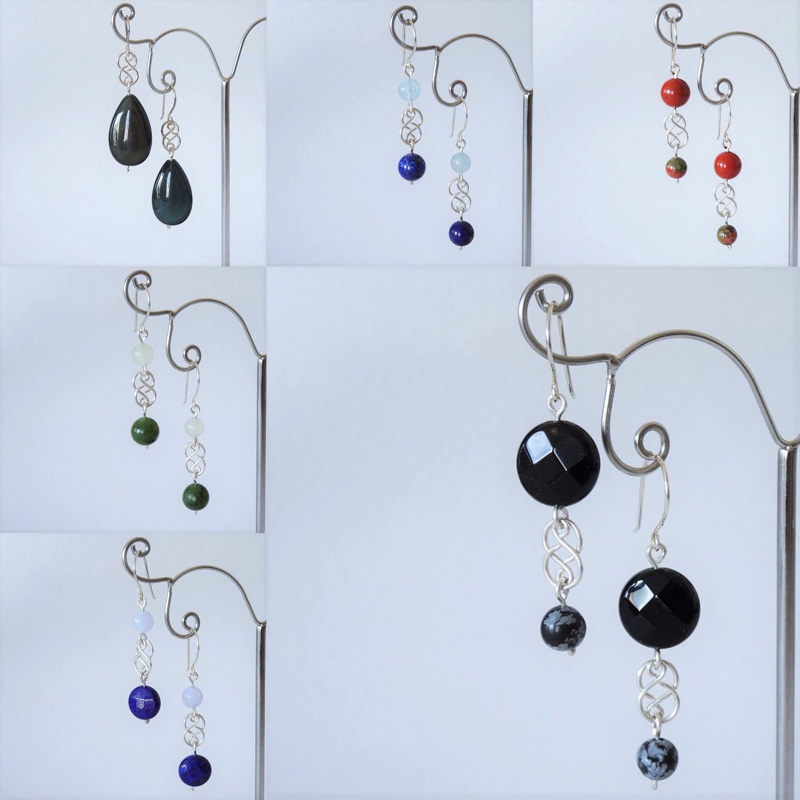 Boucles d'oreilles en pierres naturelles et argent - Nathalyne Nathalie COUTENAY