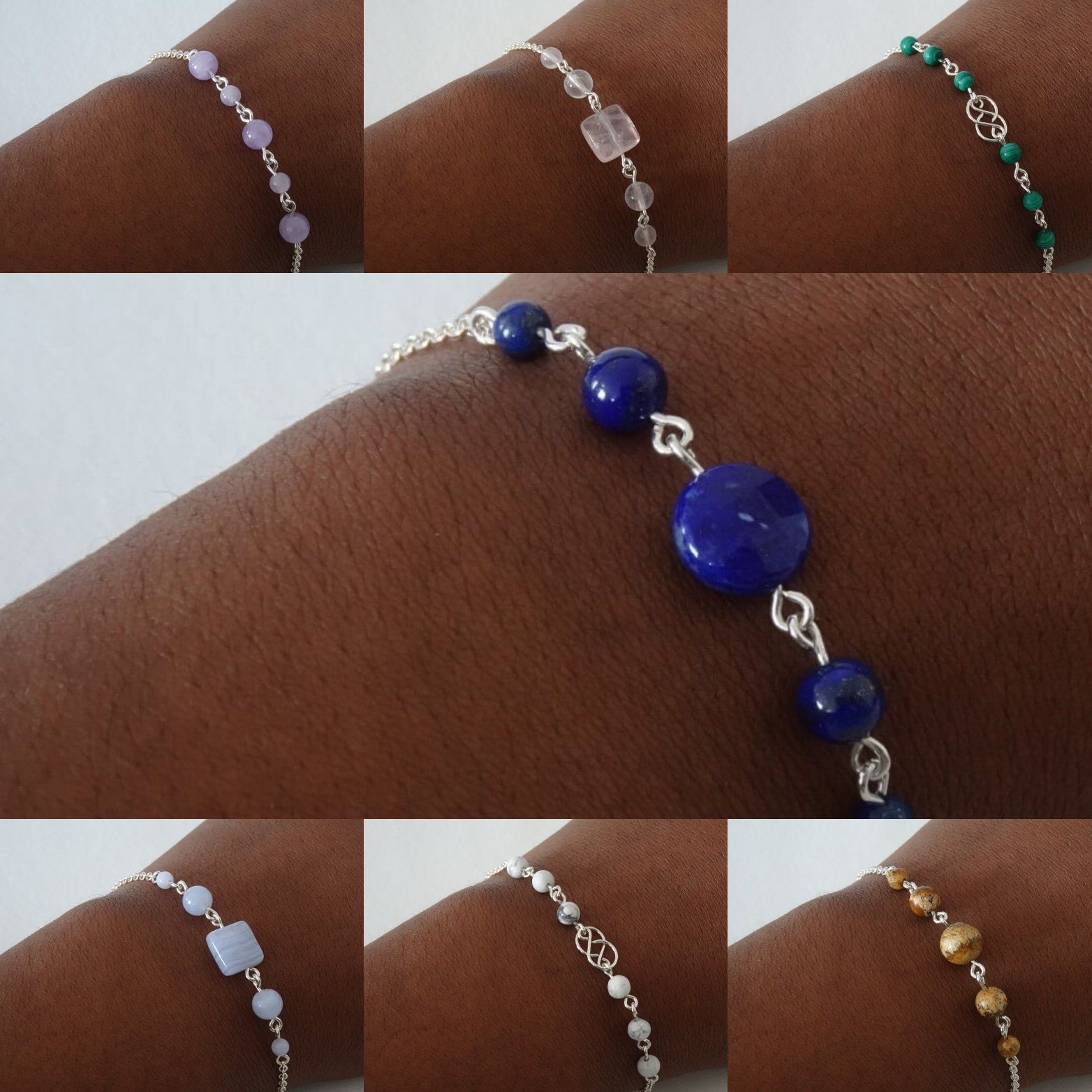 Bracelets fins en pierres naturelles et argent - Nathalyne Nathalie COUTENAY