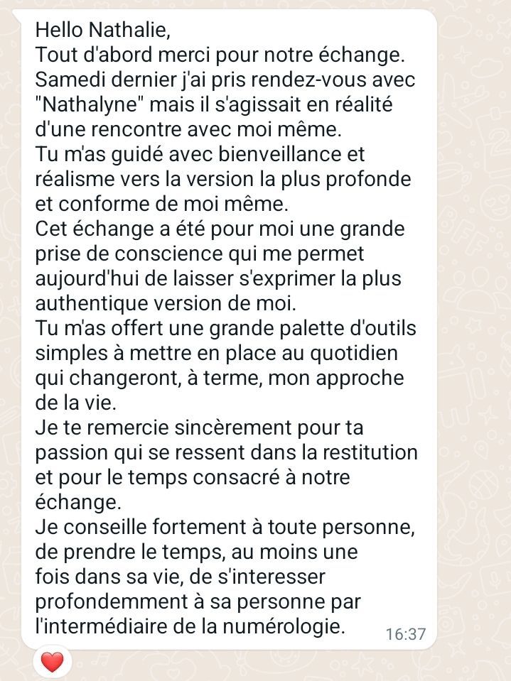 Avis client Nathalyne accompagnatrice en bilan de potentiels introspectif puissant