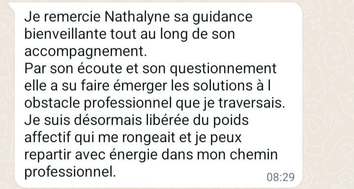 Avis client Nathalyne accompagnatrice en bilan de potentiels introspectif puissant