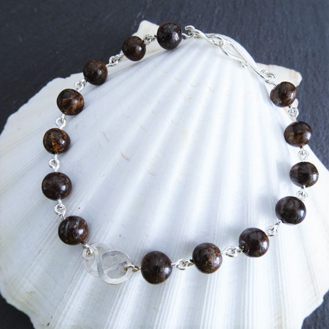 Bracelet bronzite en argent, création Nathalyne. www.nathalyne.fr