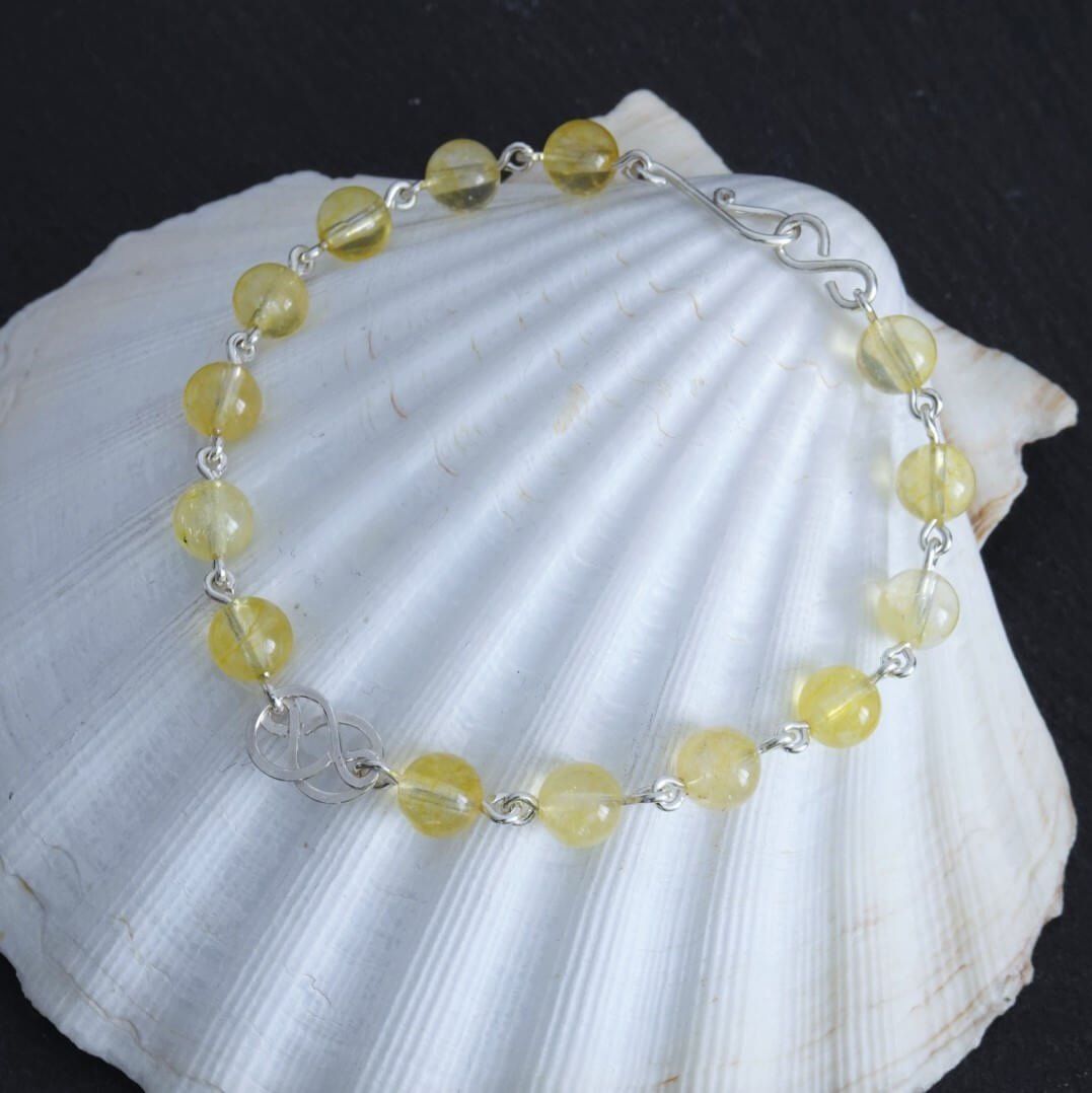 Bracelet citrine en argent fabriqué main par Nathalyne Nathalie COUTENAY. www.nathalyne.fr