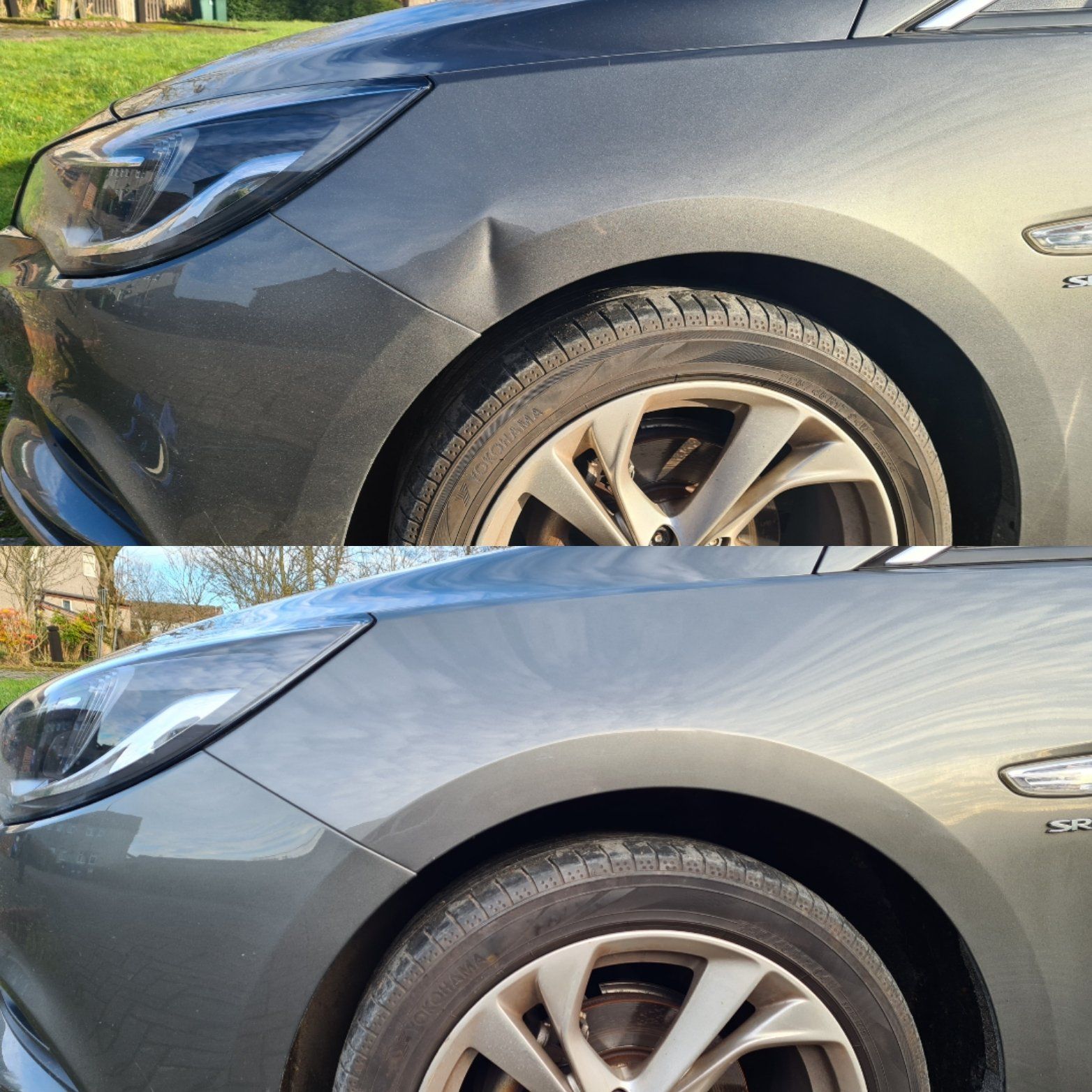 Example of press dent Dent in boot