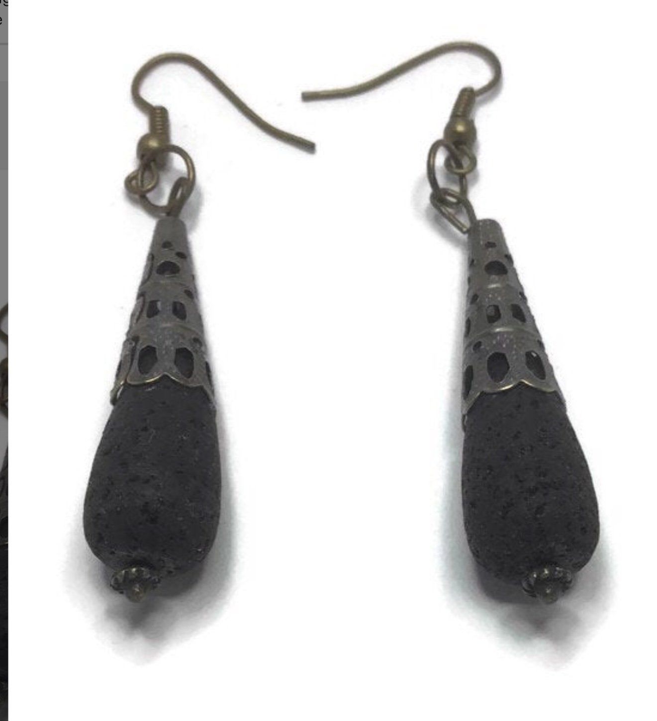 Bronze Ohrringe mit Lavastein