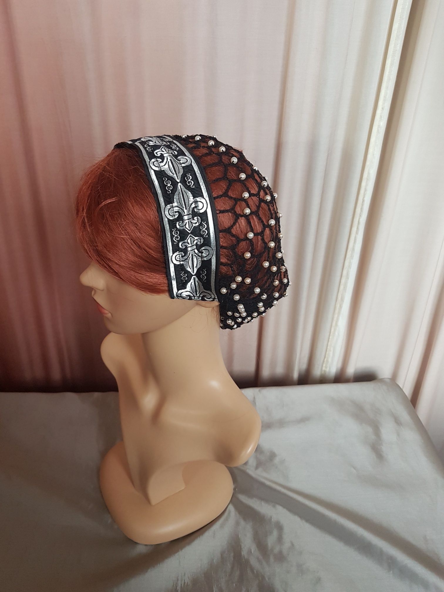 Haarreif schwarz-silber Brokat