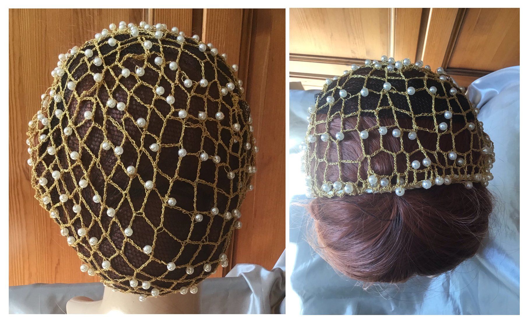 Bestseller: Goldenes Perlen Haarnetz