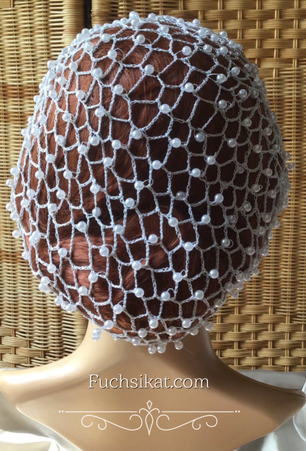 Weiß-Silber Perlenhaarnetz