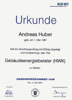 Energieberater Andreas Huber seit 2000 Energieberater Andreas Huber seit 2000