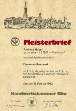 Meisterbrief Andreas Huber Energieberater Meisterbrief Andreas Huber Energieberater