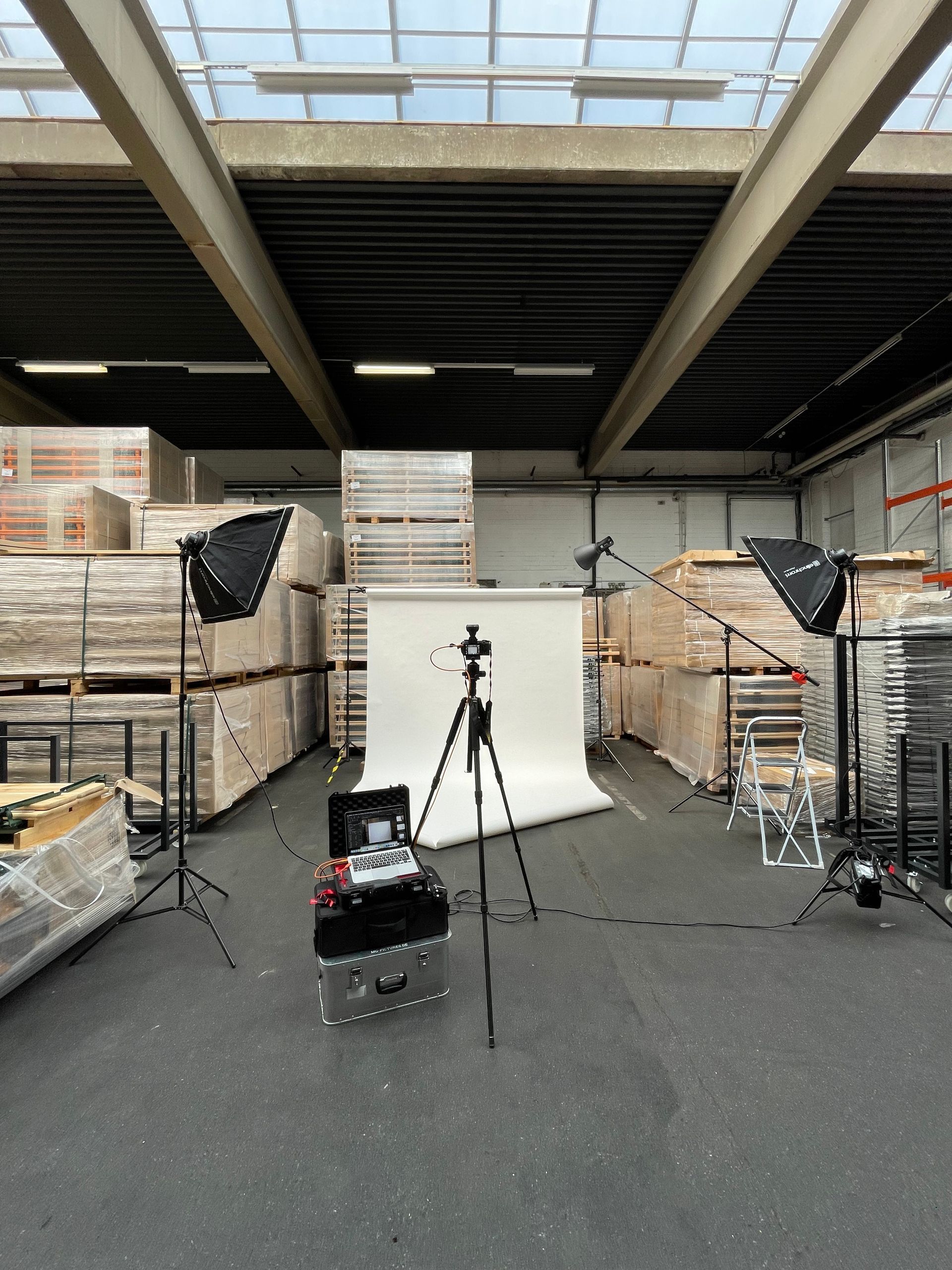 Produktfotografie vor Ort beim Kunden, bild des fotografie Setups