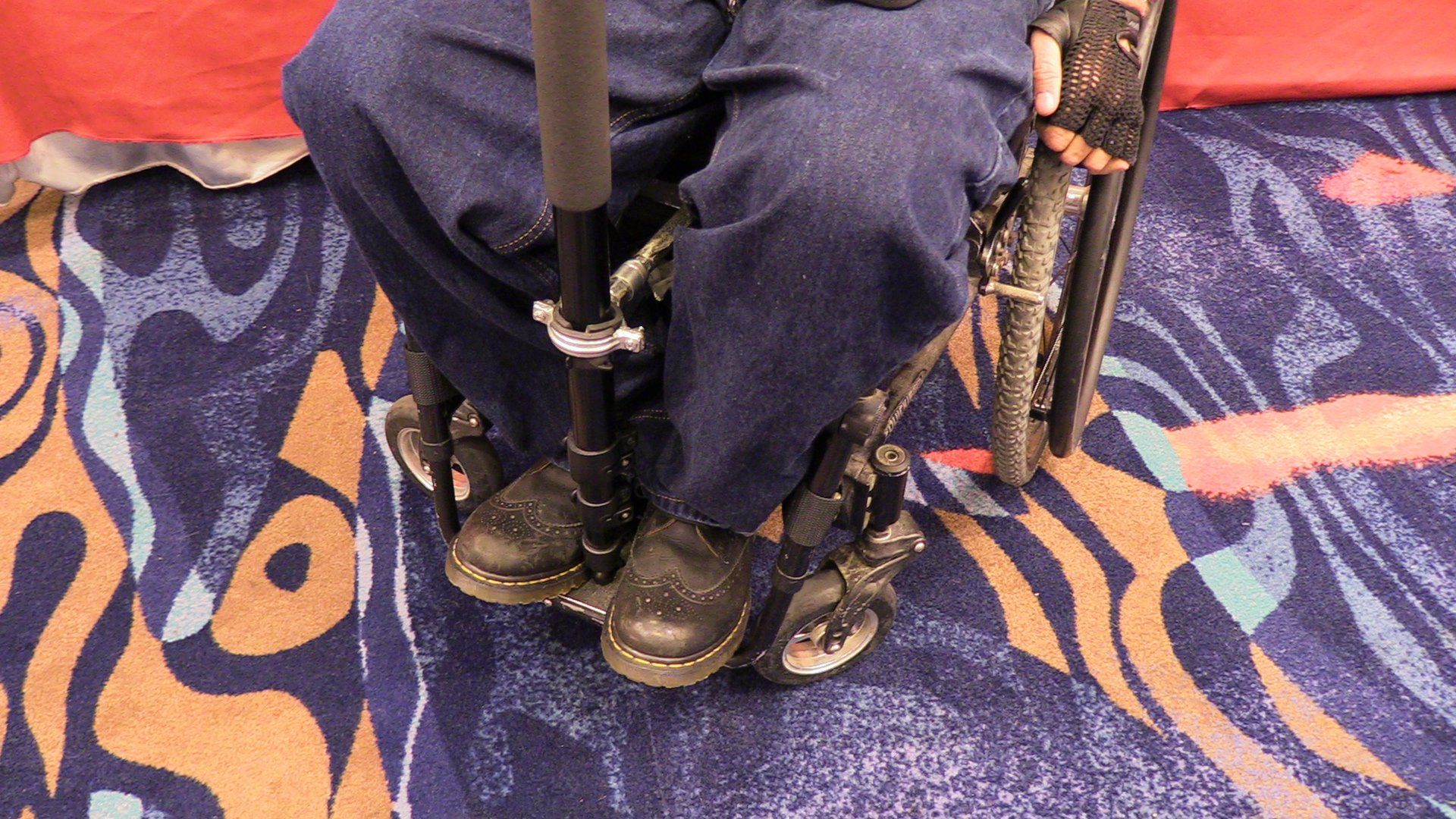 photo of monopod attached to wheelchair for photography