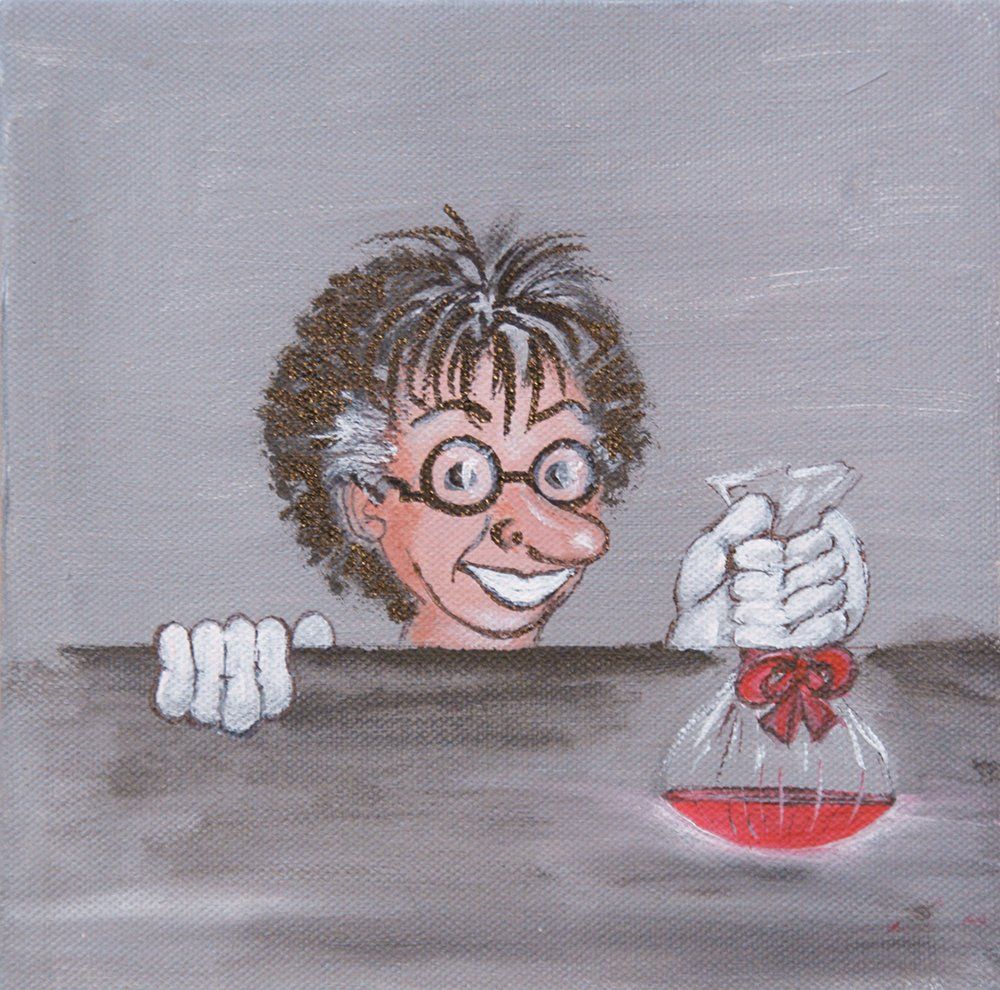 Bekowerdo hält einen Logo-Bestandteil der Firma Rüdiger Beck in der Hand