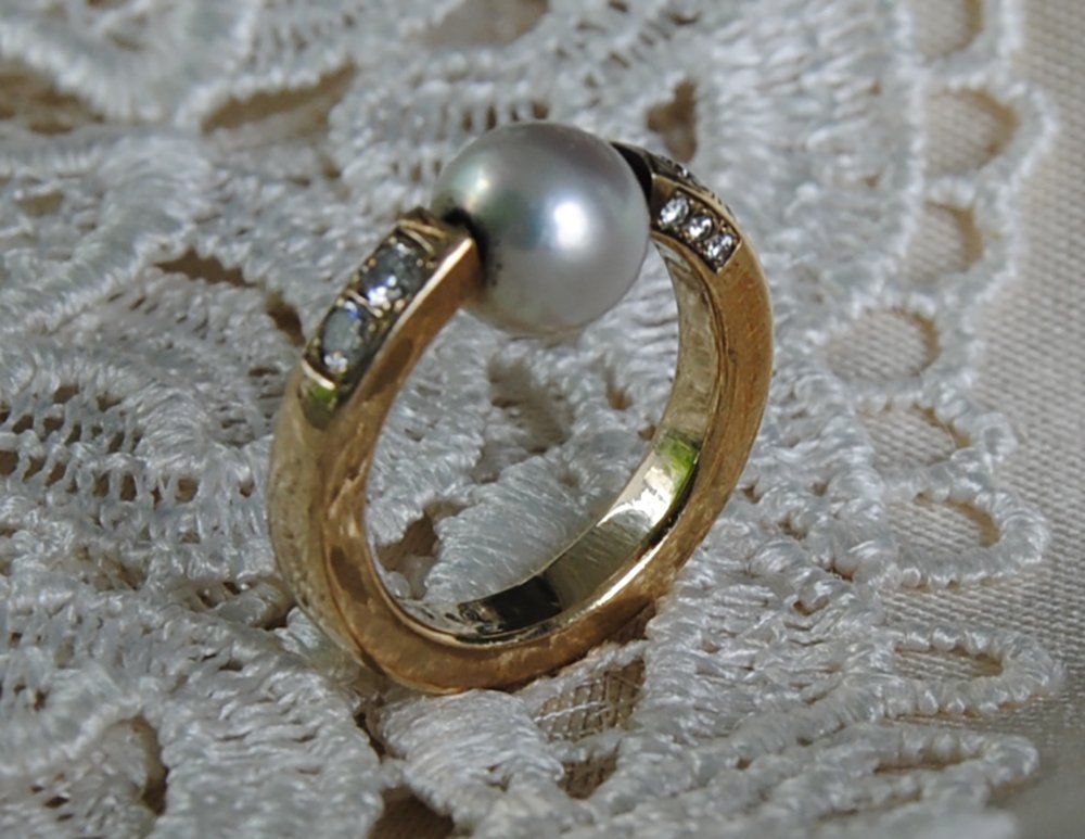 Zuchtperlring 585 / mit Brillant
