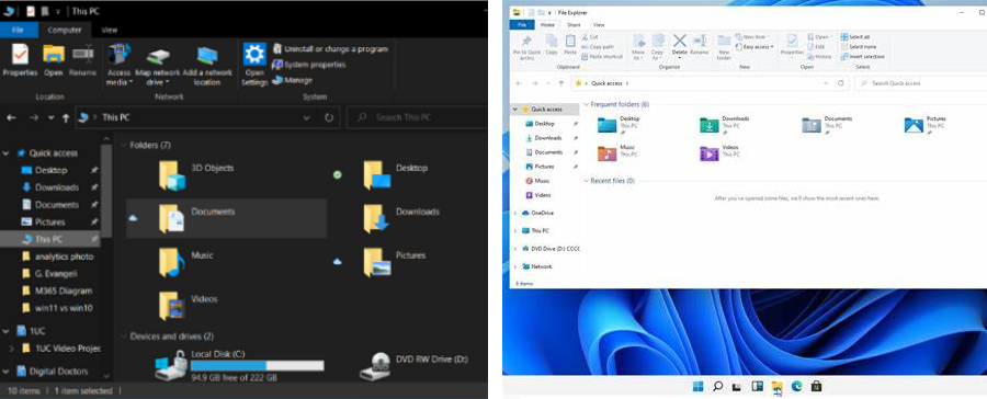 Windows 10 and Windows 11 File Explorer Comparison