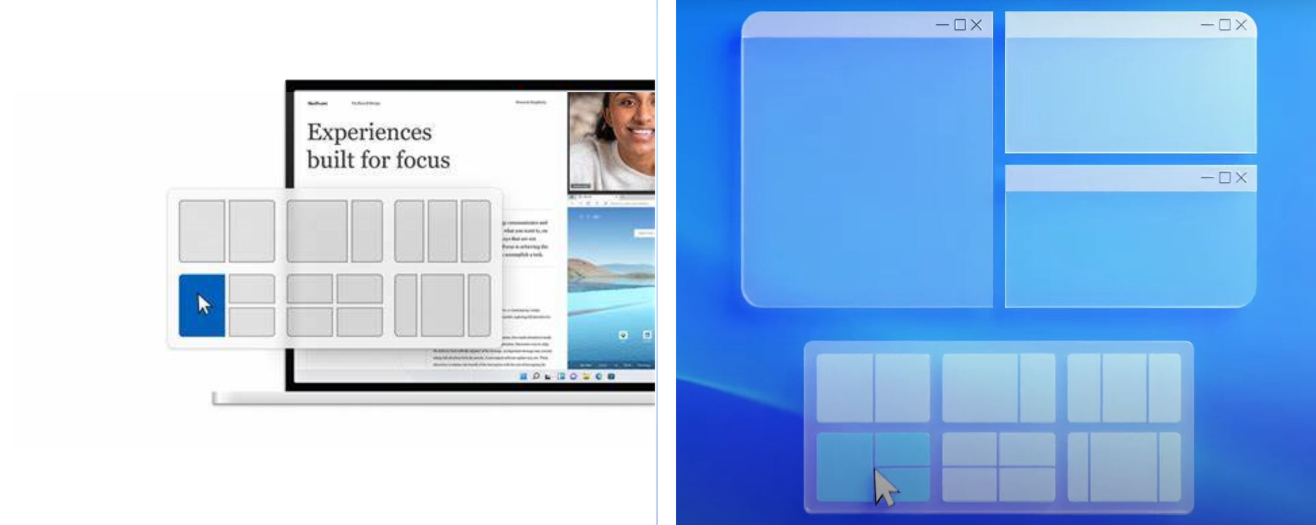 Windows 10 and Windows 11 Snap Layout Comparison
