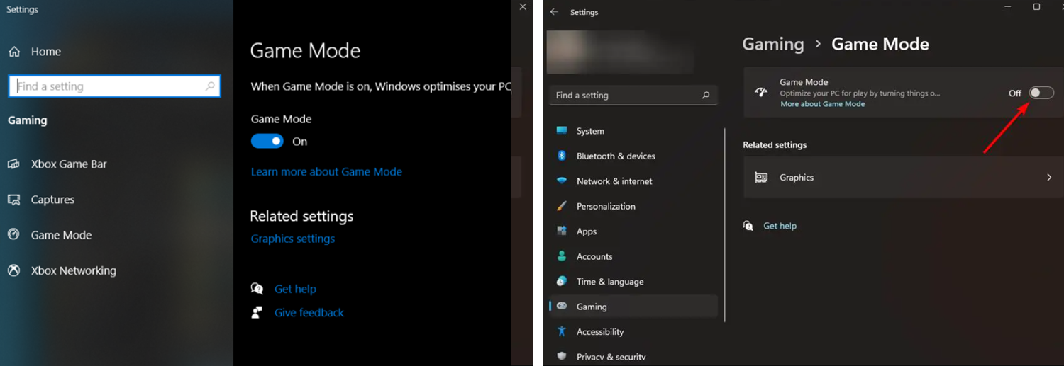 Windows 10 and Windows 11 Game Mode Comparison